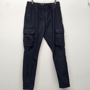 WXYZ Pull On Cargo Pants Drawstring Mens Medium Black Casual Work Utility